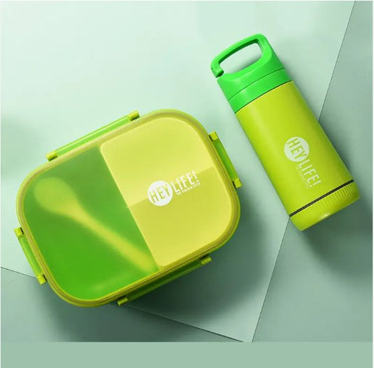 Grid Lunch Box With Water Bottle