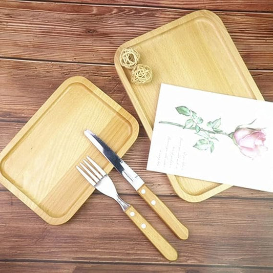 Rectengular Wooden Serving Tray(2 Pcs)